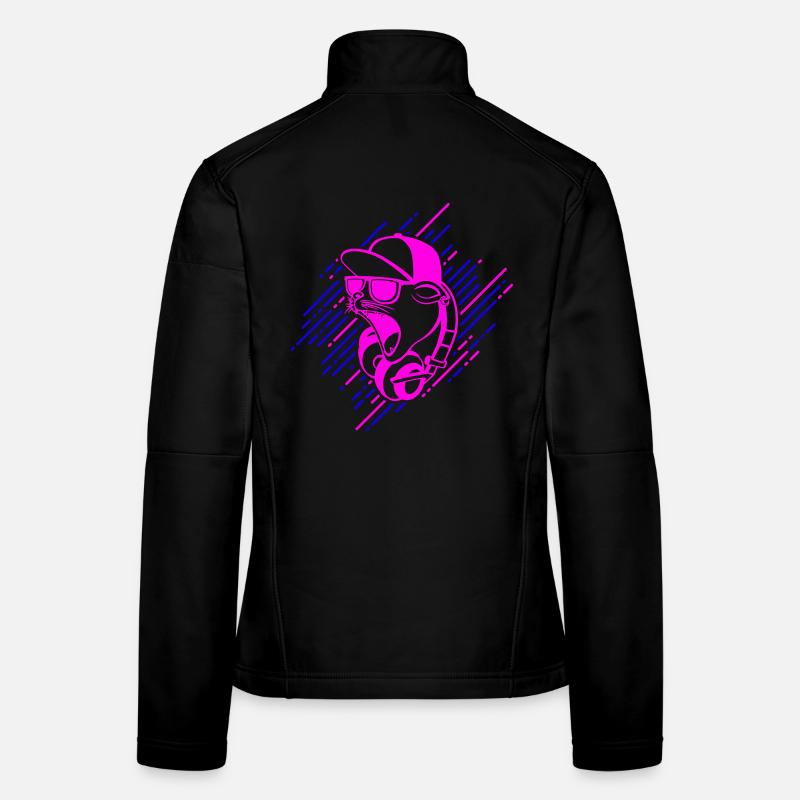 Coole Katze mit Kopfhörern Frauen Softshelljacke