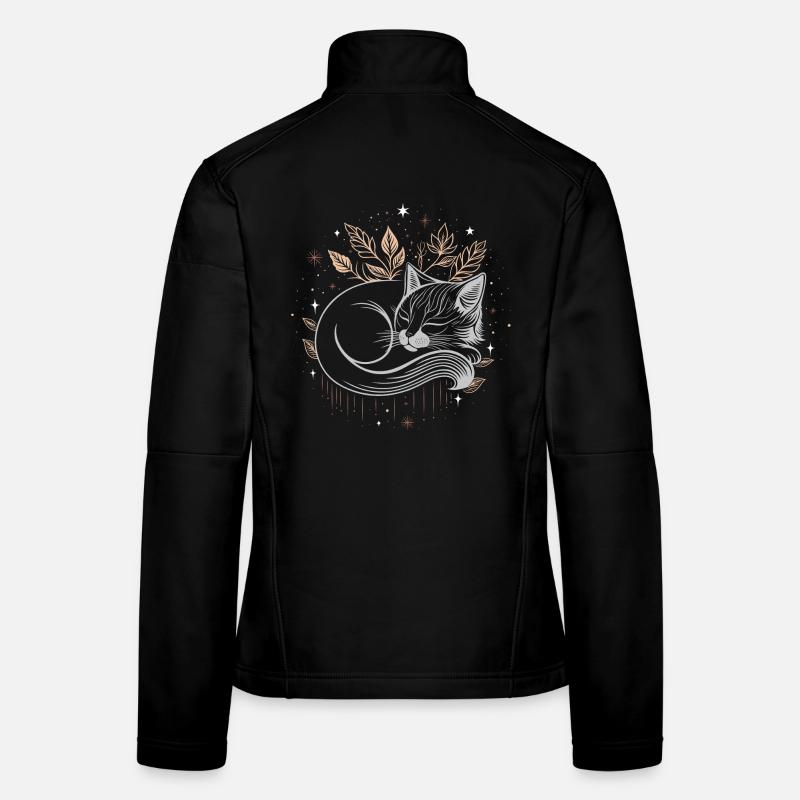 Chat endormi dans le feuillage - Nuit d’automne mystique Veste en tissu softshell Femme