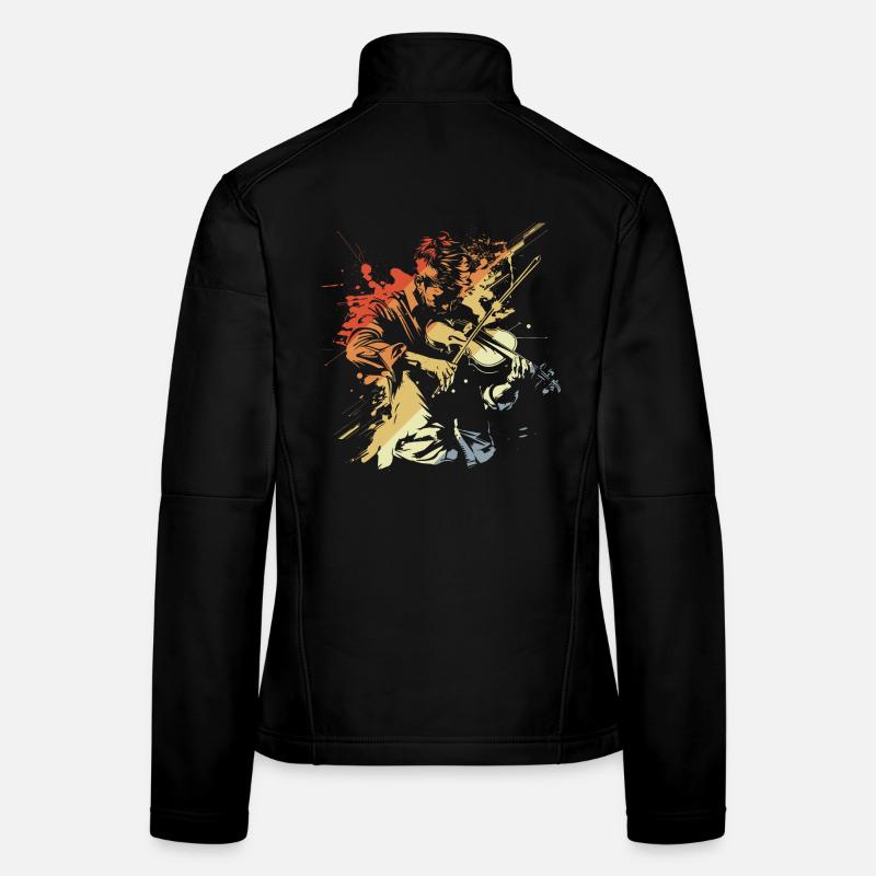 Retro Violin Player Women's Softshell Jacket