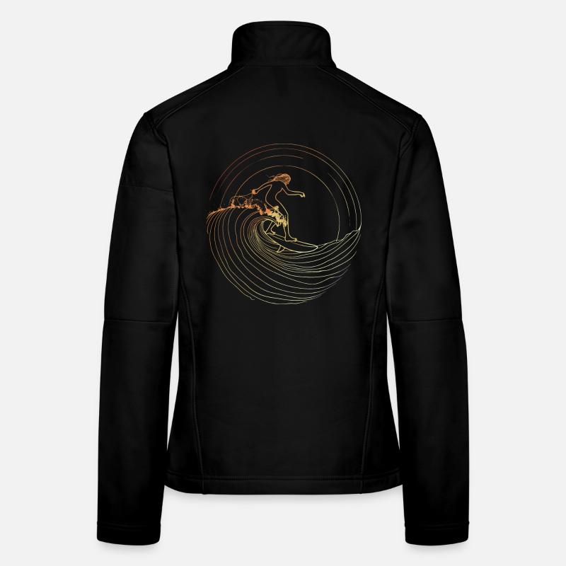 Female Surfer Sketch - Women's Softshell Jacket - black