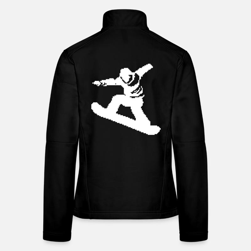 Graphique Pixel Snowboarder Veste en tissu softshell Femme