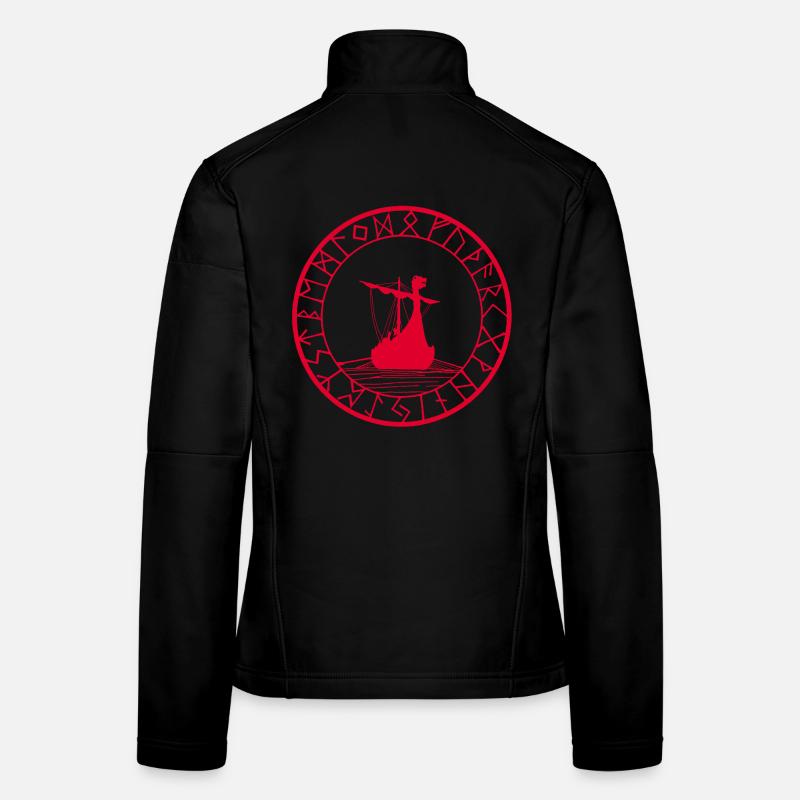 Red Viking Longship and Compass Women's Softshell Jacket