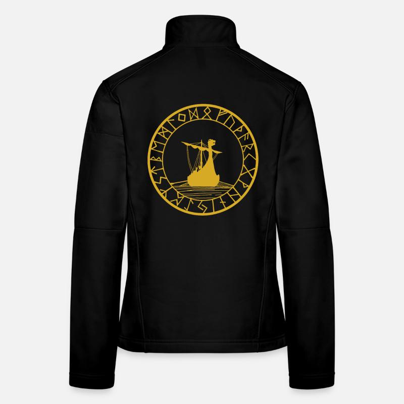 Viking yellow longship and compass Women's Softshell Jacket