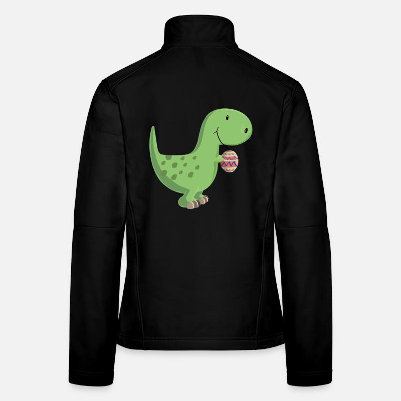 Dino mit Ei - Frauen Softshelljacke - Schwarz