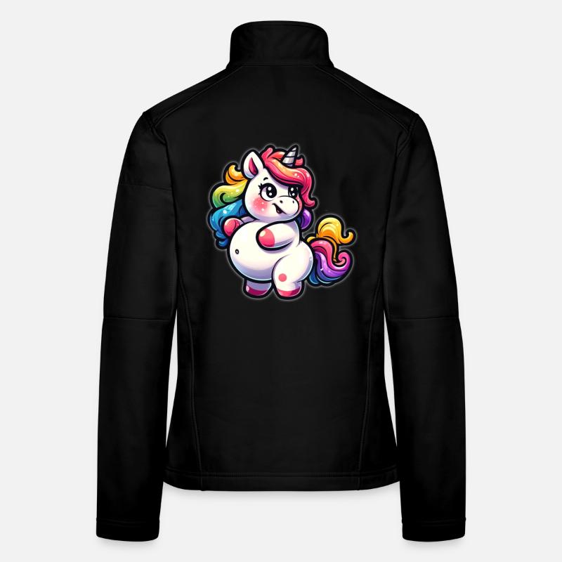 Kunterbuntes Einhorn-Kuscheldesign Frauen Softshelljacke