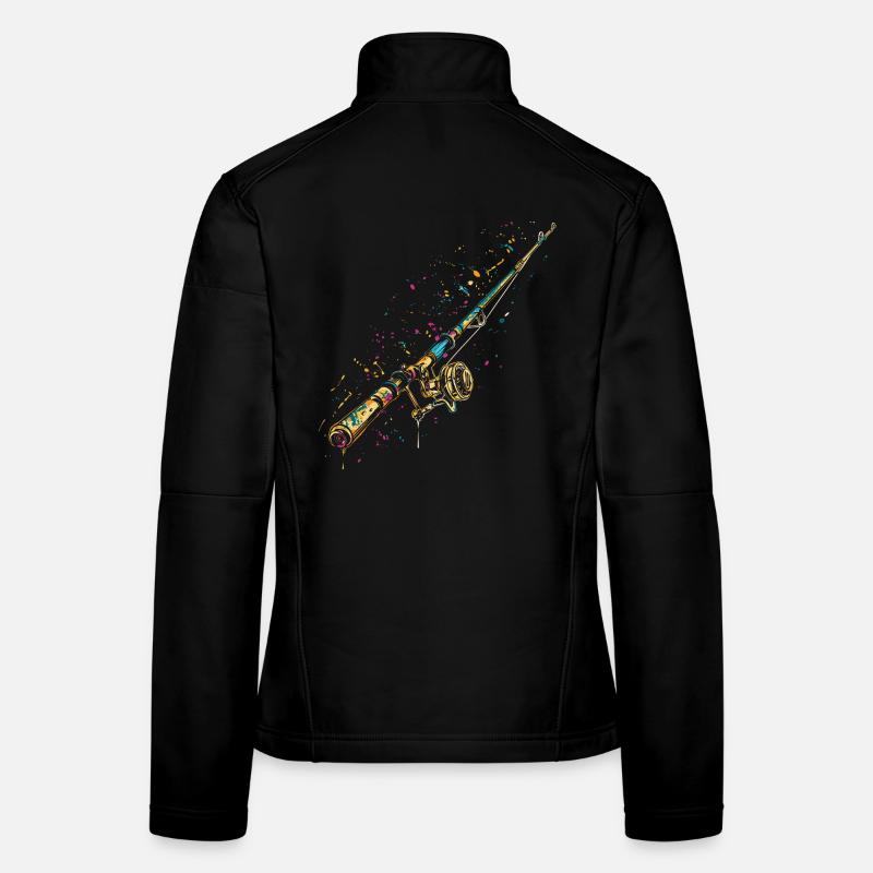 Graffiti de canne à pêche Veste en tissu softshell Femme