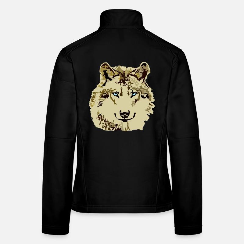 Yeux bleus brun loup Veste en tissu softshell Femme