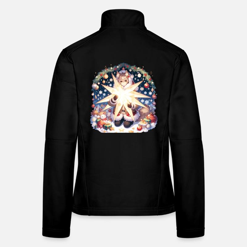Chat mignon Manga Noël Design Veste en tissu softshell Femme