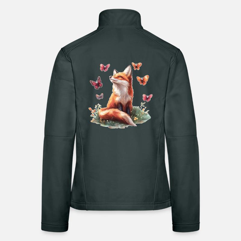 Fuchs mit Schmetterlingen Frauen Softshelljacke