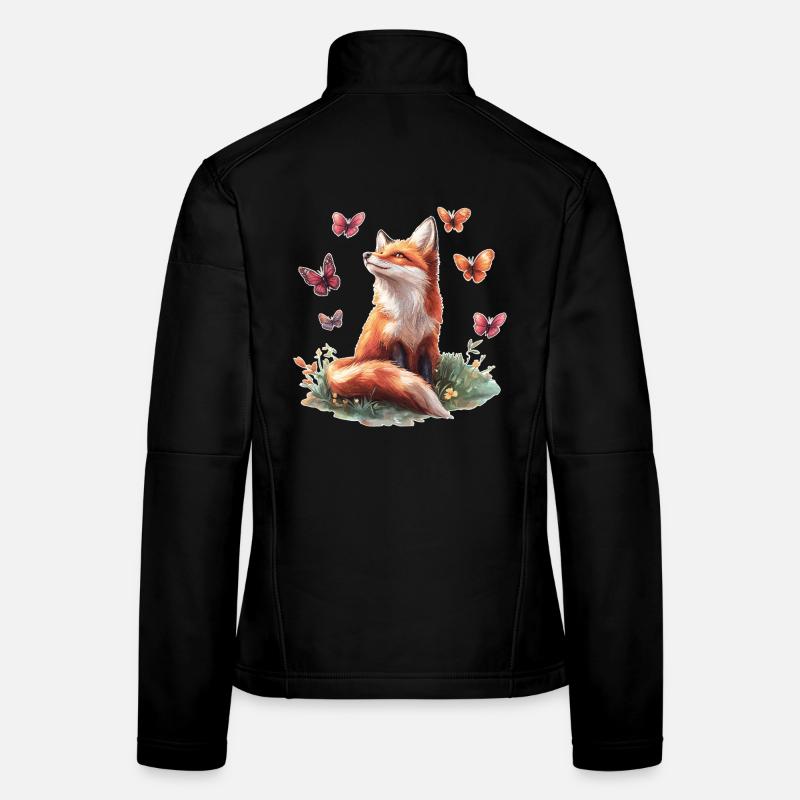 Fuchs mit Schmetterlingen Frauen Softshelljacke