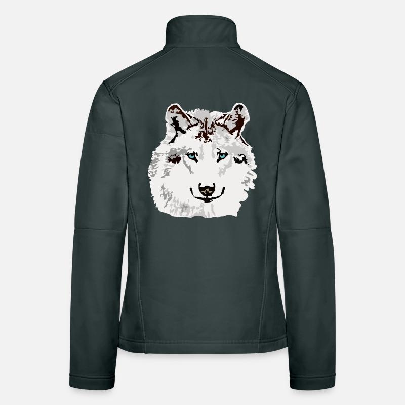 White wolf blue eyes Women's Softshell Jacket