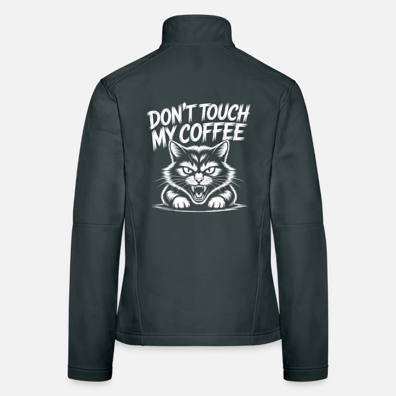 Kaffee Warnung mit wütender Katze Frauen Softshelljacke