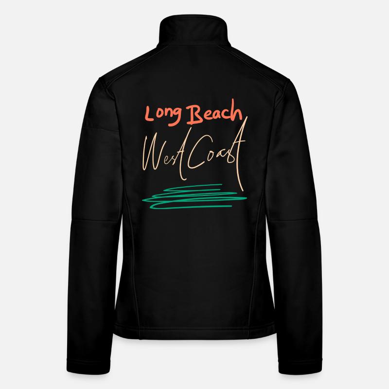 Ambiance Retro Sunset de la côte Ouest de Long Beach Veste en tissu softshell Femme