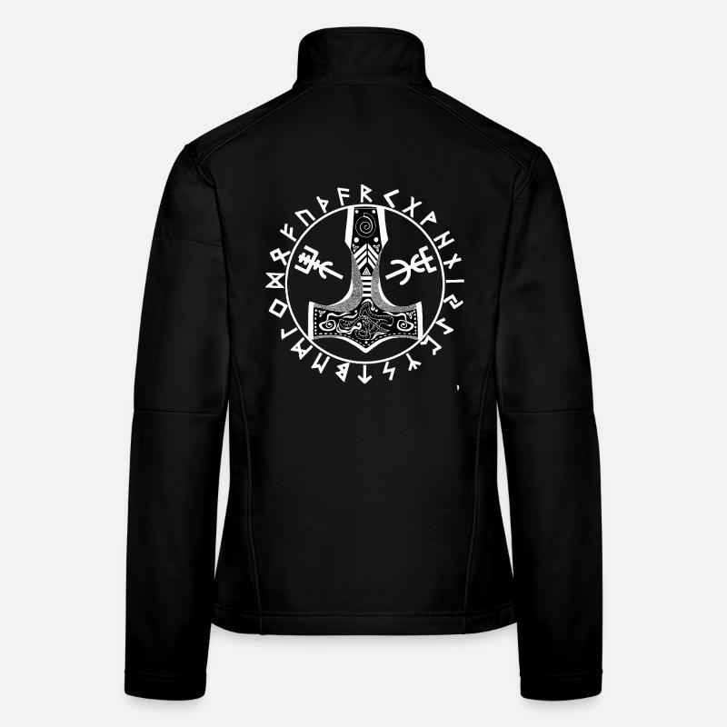 Runischer Mjolnir auf schwarzem Hintergrund Frauen Softshelljacke