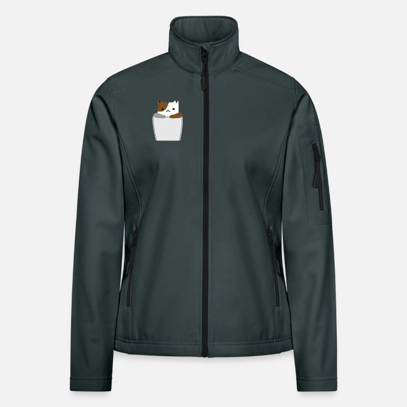 Brusttasche mit Katze Frauen Softshelljacke