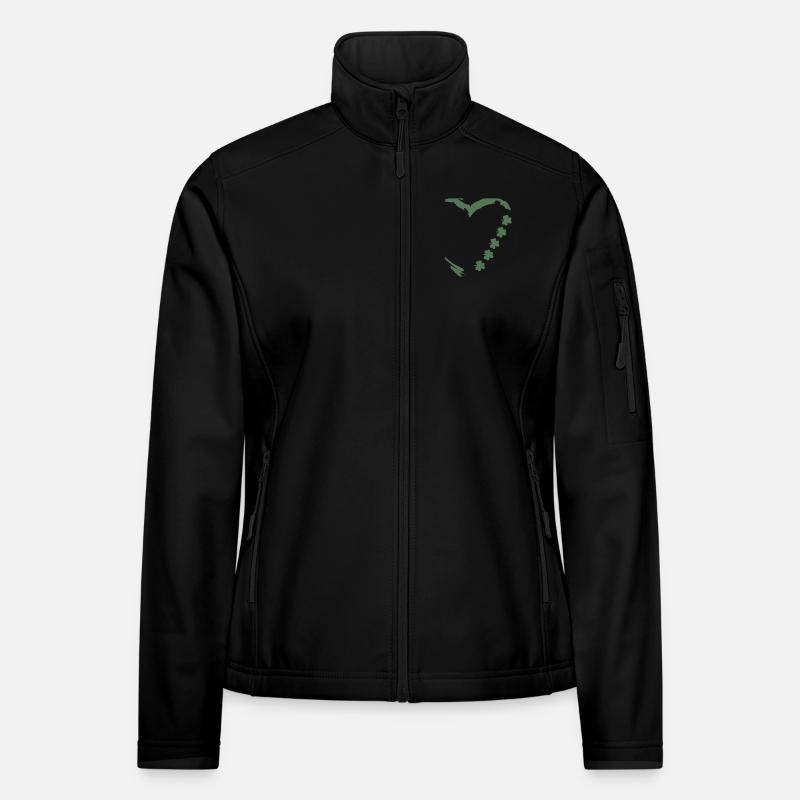 Heart of brush strokes with shamrocks - Women's Softshell Jacket - black