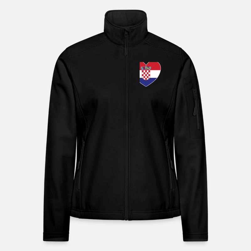 Kroatien Flagge Herz Frauen Softshelljacke