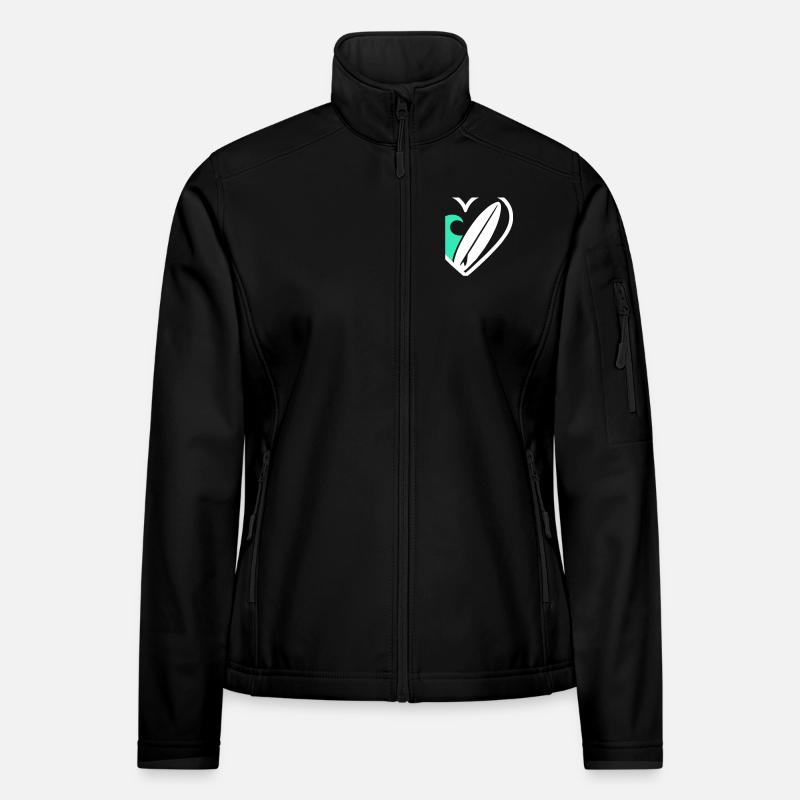 Surf Heart Board Wave Ocean Gift Veste en tissu softshell Femme