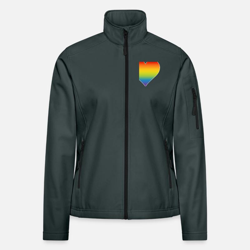 Regenbogen Herz Frauen Softshelljacke