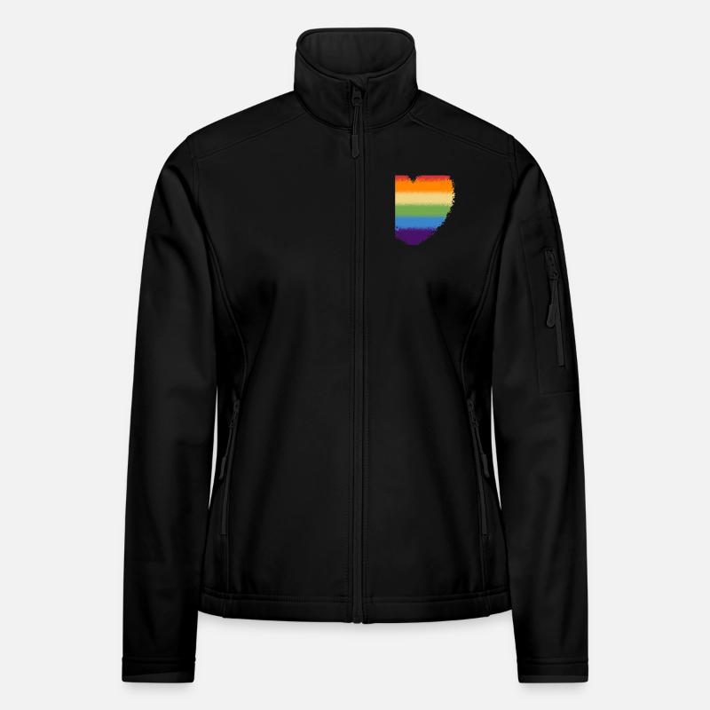Regenbogen Herz Logo verwirbelt Frauen Softshelljacke