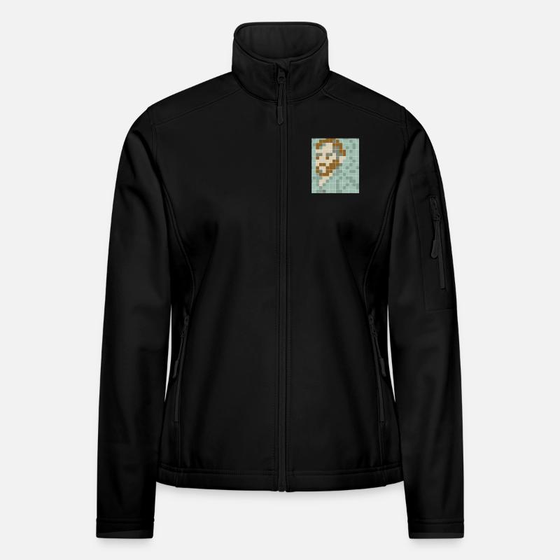 Van Gogh - Self portrait - PixelArt Self-Portrait - Women's Softshell Jacket - black