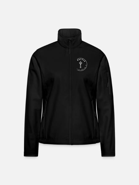 Seattle mit Space Needle und Koordinaten - Frauen Softshelljacke - Schwarz - Vorne