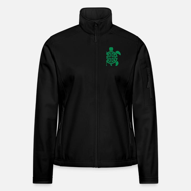 Geometric Lucky Turtle Pattern Green Women's Softshell Jacket