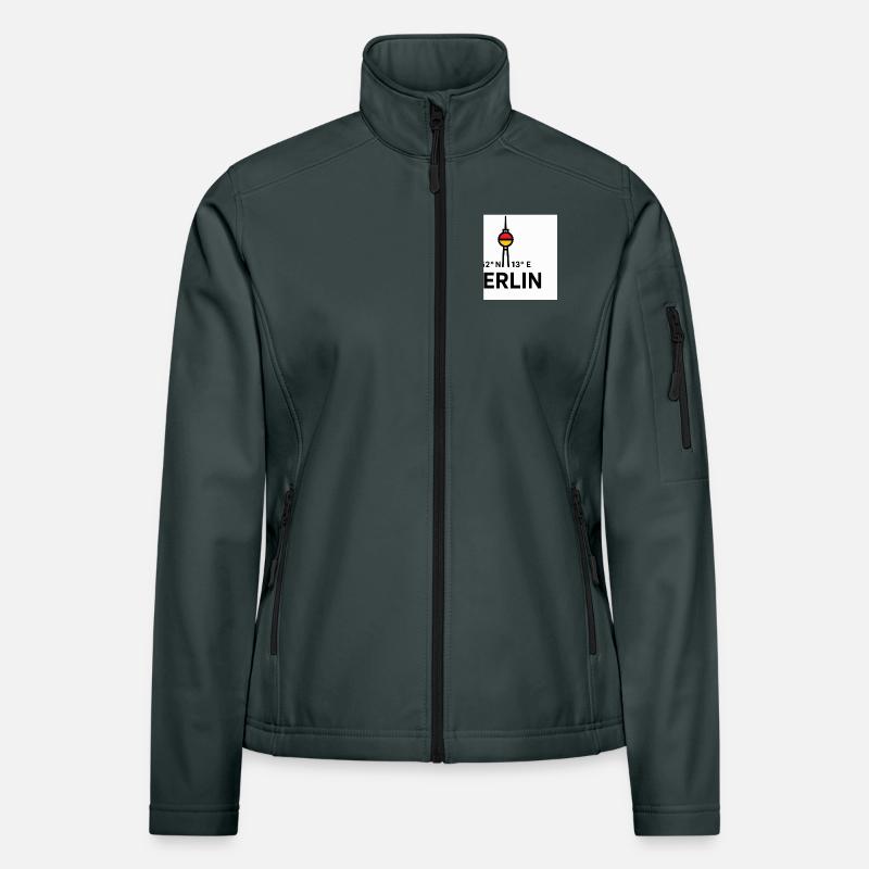 Berlin TV Tower Coordinates Illustration Women's Softshell Jacket