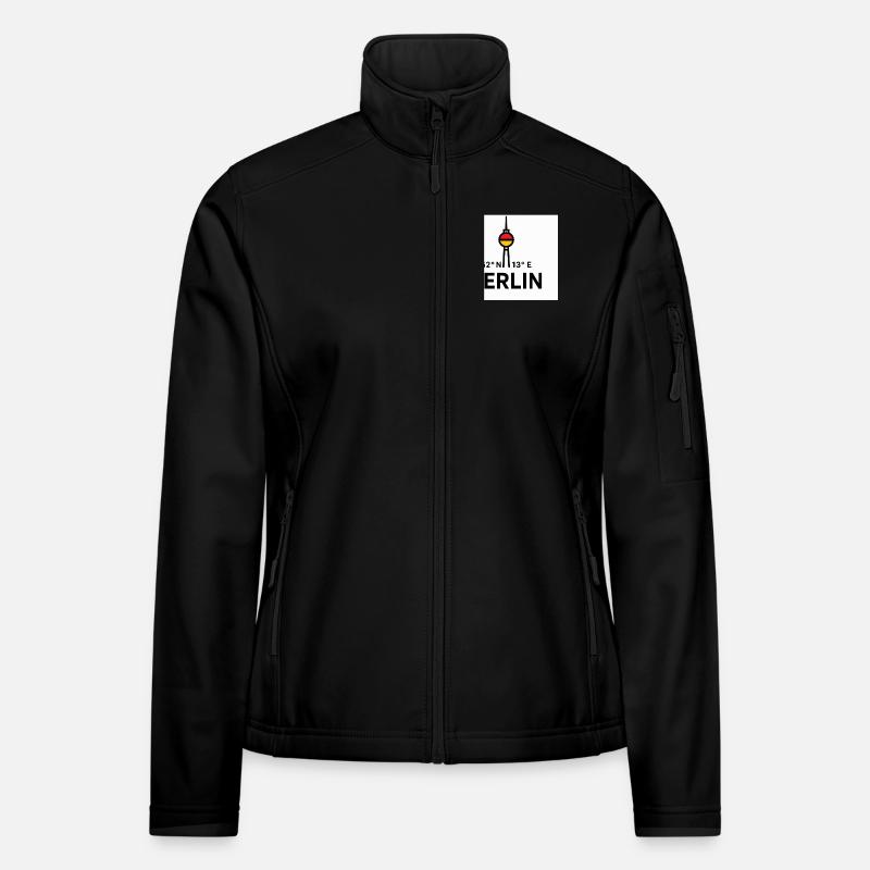Berlin TV Tower Coordinates Illustration - Women's Softshell Jacket - black