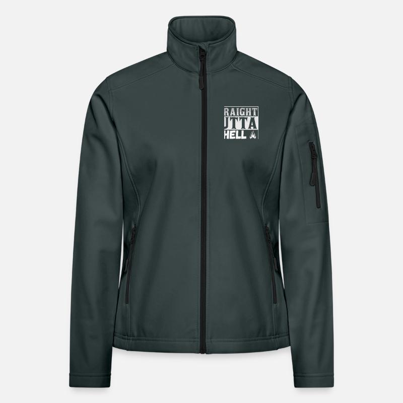 Straight Outta Hell Design Frauen Softshelljacke