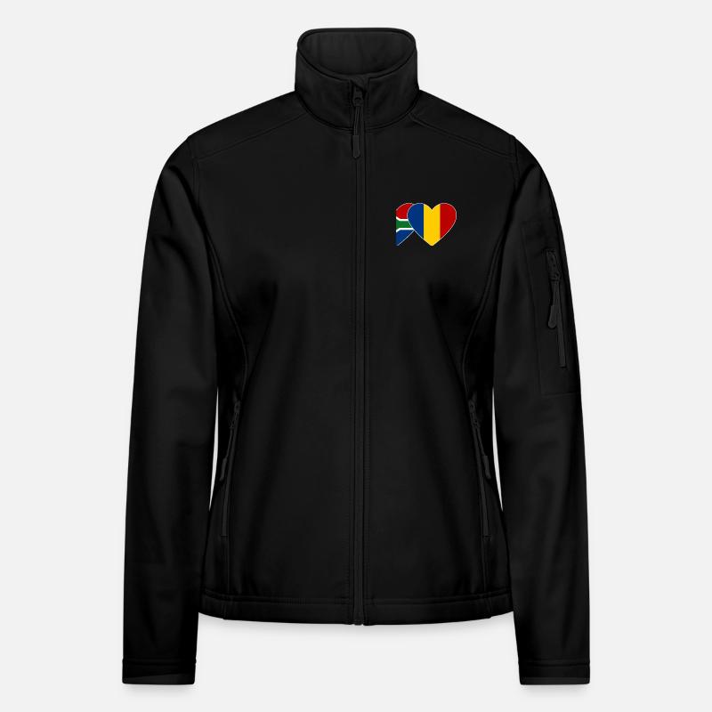 Afrique du Sud Tchad Drapeau Coeur Utilisé Veste en tissu softshell Femme