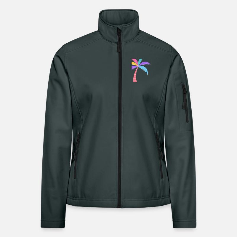 Bunte Palme Regenbogenfarben Frauen Softshelljacke