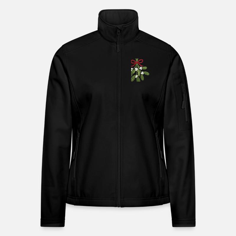 Embroidered mistletoe – romantic Christmas (printed) Women's Softshell Jacket