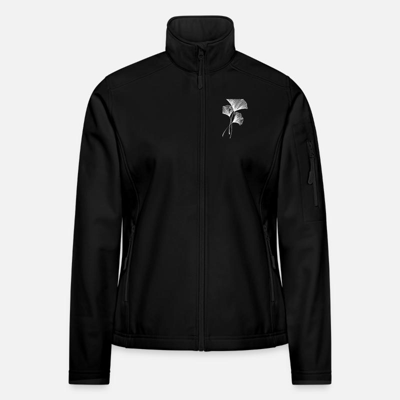 Minimalist Ginkgo Leaf Botanical Design Women's Softshell Jacket