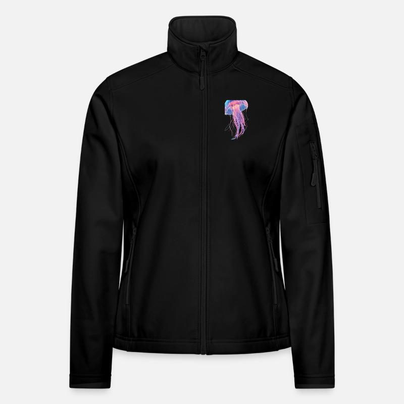Regenbogen-Neonquallen - Frauen Softshelljacke - Schwarz