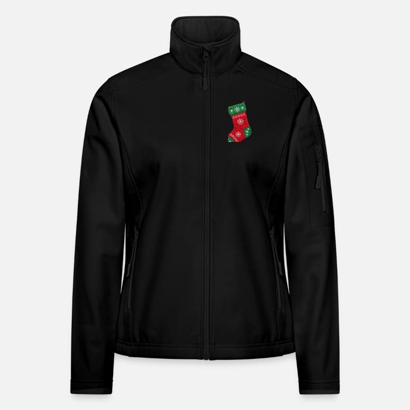 Chaussette de Noël brodée - Noël douillet Veste en tissu softshell Femme
