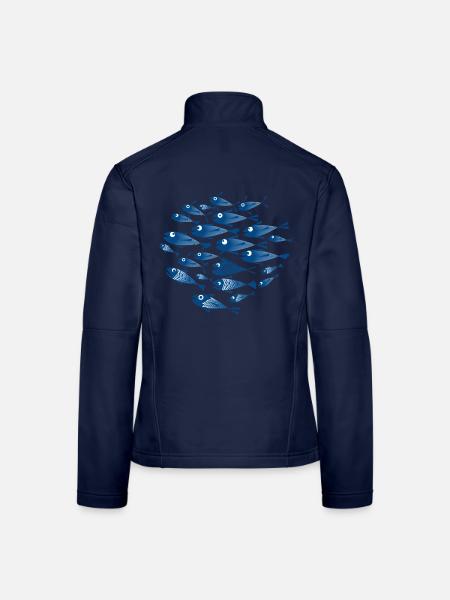 Fischschwarm / Fischschwarm - Frauen Softshelljacke - Navy - Hinten