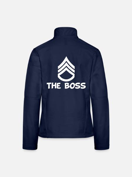 Der Chef (weiß) - Frauen Softshelljacke - Navy - Hinten
