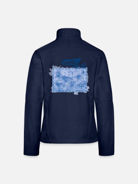 DarssCoast - Original Brand, VINTAGE Landkarte - Frauen Softshelljacke - Navy - Hinten