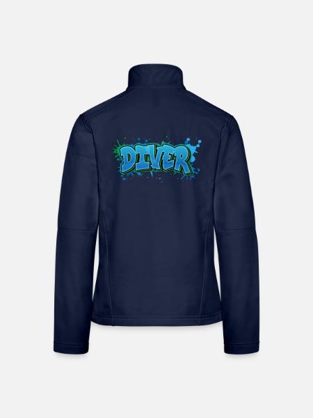 Diver Graffiti Paint Splash - Geschenk für Taucher - Frauen Softshelljacke - Navy - Hinten