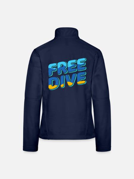 Freedive - One Breath Diving - Freediving World - Frauen Softshelljacke - Navy - Hinten