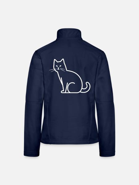 Katze Skizze - Frauen Softshelljacke - Navy - Hinten
