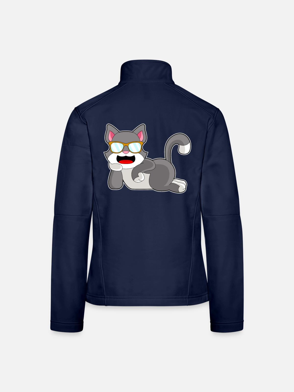 Katze Sonnenbrille - Frauen Softshelljacke - Navy - Hinten