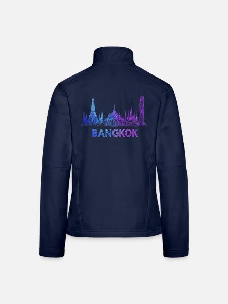 Bangkok Skyline - Frauen Softshelljacke - Navy - Hinten