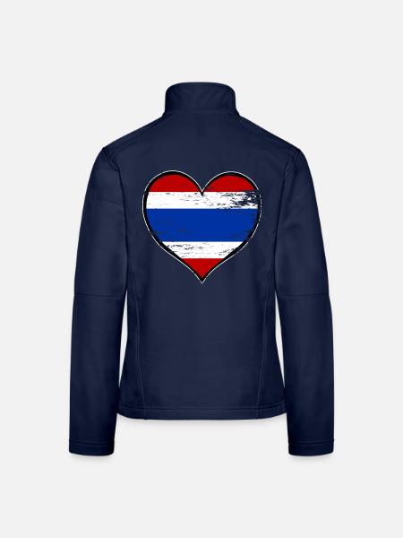 Thailand Herzflagge used - Frauen Softshelljacke - Navy - Hinten