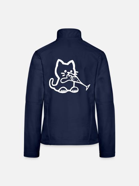 Thirsty Kitten (Weiß) - Frauen Softshelljacke - Navy