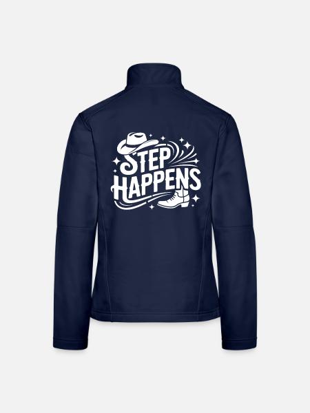 Step Happens Western Motivation - Frauen Softshelljacke - Navy - Hinten