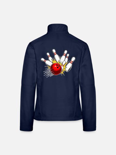 Bowling Strike – Kugel trifft alle Pins - Frauen Softshelljacke - Navy - Hinten