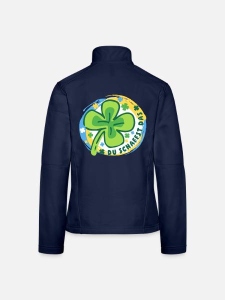 Glücksbringer - Glücksklee - Du schaffst das! - Frauen Softshelljacke - Navy - Hinten