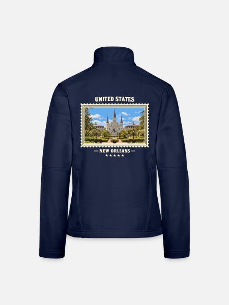 Vereinigte Staaten New Orleans Vintage Reisemarke - Frauen Softshelljacke - Navy - Hinten